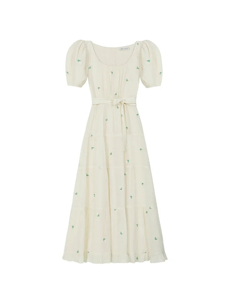 Женское французское платье 2023, новое Шифоновое длинное платье с тонким поясом, Маленькое платье трапециевидной формы для чаепития