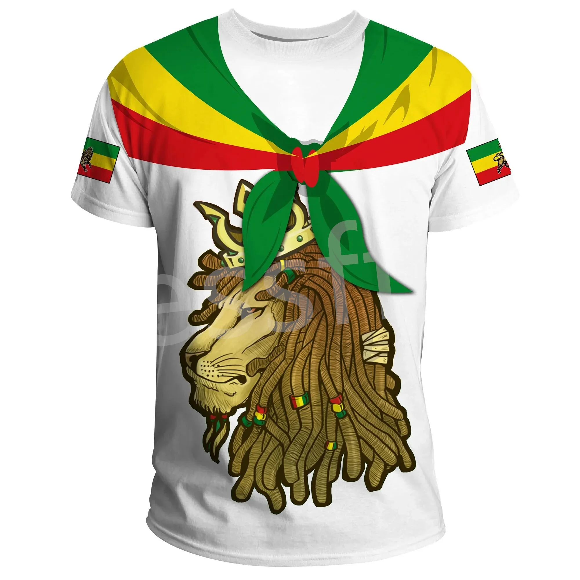 Tessffel Africa County Ethiopia King Native Tribe Lion 3DPrint Мужская/женская летняя повседневная футболка, футболки с короткими рукавами, уличная одежда A1