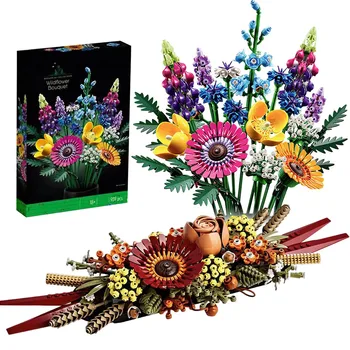Креативный Романтический букет полевых цветов, Строительные блоки, украшение для домашнего стола, Сборка кирпичей, Игрушка в подарок для детей и девочек