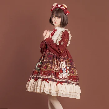 Оригинальное милое свободное дневное платье lolita Crown Bear OP