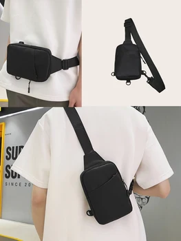 Мини-минималистичная сумка-слинг Черная сумка-мессенджер Модная сумка через плечо Повседневная нагрудная сумка Рюкзак Сумка для мобильного телефона
