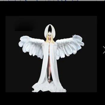Электрический пульт дистанционного управления, крылья из перьев, парадный костюм для рая, бар, сценическое шоу, одежда Белого ангела, фея