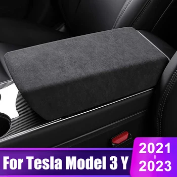 Для Tesla Модель 3 Y 2021 2022 2023 Чехол Коробки Для Автомобильного Подлокотника Из Замши, Защитная Накладка Для Центральной Консоли, Коврик Для Коробки Для Подлокотников, Аксессуары Для Интерьера