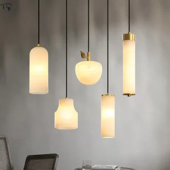Прикроватная тумбочка в скандинавском минимализме, Мраморный подвесной светильник, светодиодная подвесная лампа в постмодернистском стиле, Кухонный остров, Коридор, Лестница в ресторан