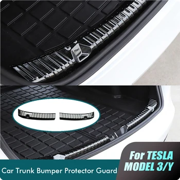 Защита заднего бампера автомобиля, накладка на бампер багажника из нержавеющей стали для Tesla Model 3 Y, Внутренняя защита бампера, автомобильные аксессуары