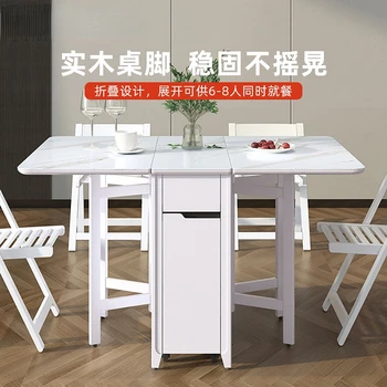Многофункциональный складной обеденный стол с каменной плитой, Набор обеденных столов и стульев для дома, Выдвижной стол для маленькой квартиры