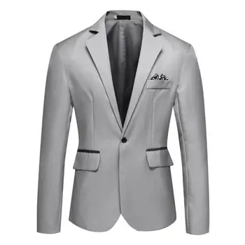 Мужской костюм Пальто Весенне-осенний костюм пальто Элегантный мужской приталенный свадебный пиджак в формальном деловом стиле с одной пуговицей