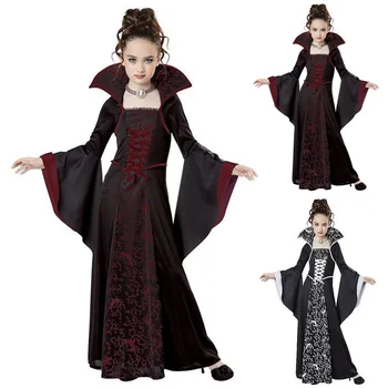 Детская одежда для вампиров и ведьм на Хэллоуин, одежда для вечеринок, одежда для выступлений, Европейское средневековое ретро-придворное платье