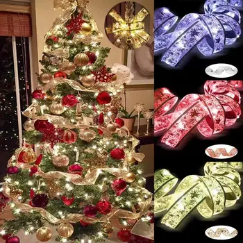 Рождественские украшения своими руками Светодиодные ленточные фонари Украшения для Рождественской елки Кружевные гирлянды Navidad Home Decor Новый 2023 год