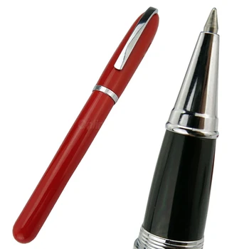 Baoer 516 Металлическая Ярко-Красная Роликовая Шариковая Ручка С Серебряной Отделкой Многоразового Использования Офисный Школьный Письменный Аксессуар