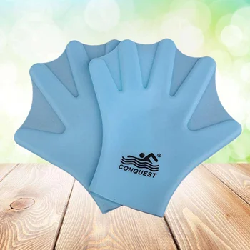 1 пара силиконовых перчаток для плавания с перепонками, перчатки для плавания в воде, перчатки для гребли, перчатки для подводного плавания, паутина для рук (для взрослых, небесно-голубой)