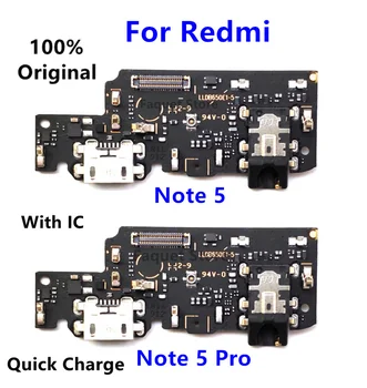 100% Оригинальный новый USB-порт для зарядки зарядного устройства, разъем для платы с гибким кабелем для Xiaomi Redmi Note 5 Pro, гибкий кабель для материнской платы