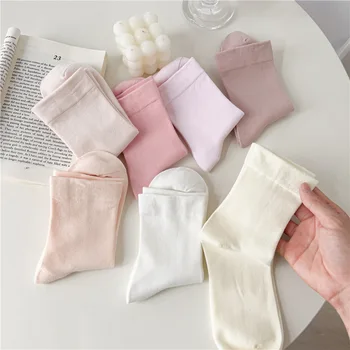 Весенне-осенние новые носки для женщин, Японские короткие носки после родов, Розовые повседневные хлопчатобумажные носки для девочек, однотонные Женские носки