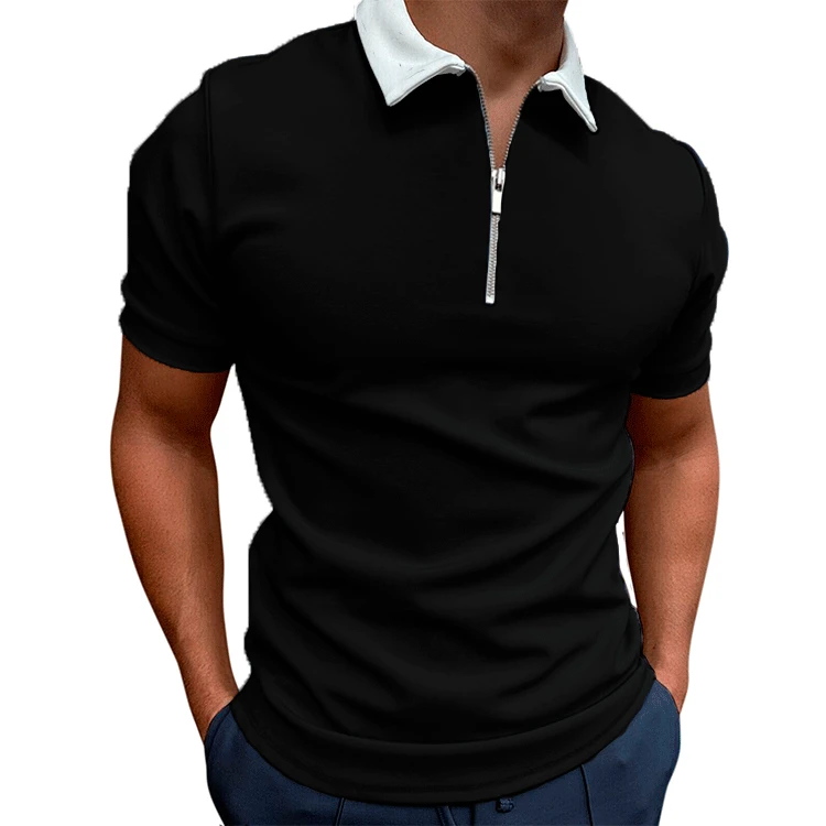 Тренд 2022, Новая Мужская Повседневная футболка с короткими рукавами и принтом, Тонкий Пуловер с отворотом на молнии, Футболка, Размер M-5XL