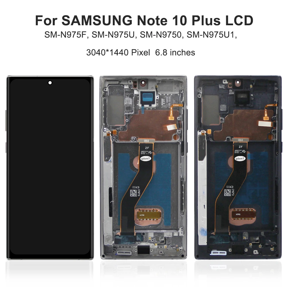 AMOLED Дисплей Note 10 Plus Для Samsung Galaxy note10 plus ЖК-Дисплей N975 N975F Сенсорный Экран С рамкой Дигитайзер В сборе Заменить