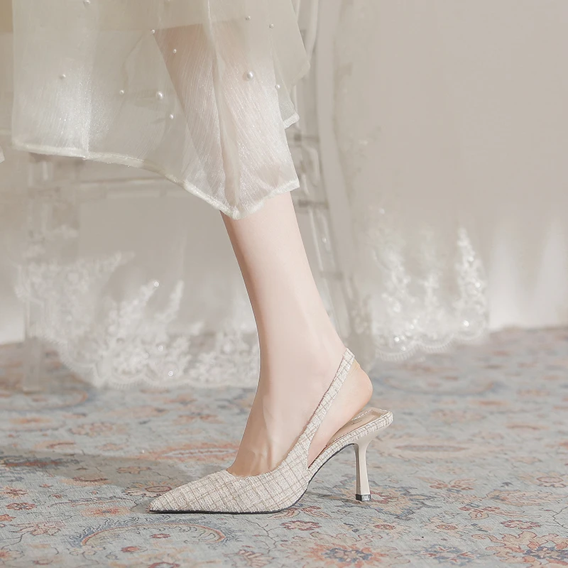 женские весенне-осенние босоножки на тонком каблуке 2023 года, новый стиль с юбкой, темпераментные тонкие туфли с острым носком знаменитостей 4867